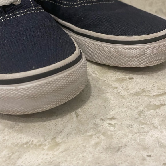 Vans Sneakers Navy Blue and Leather Pattern Size 6 - Picture 5 of 6